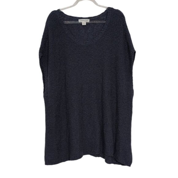 Coldwater Creek Slub Knit Sweater Vest Womens Size 2X Blue 100% Cotton Pullover - Picture 1 of 9